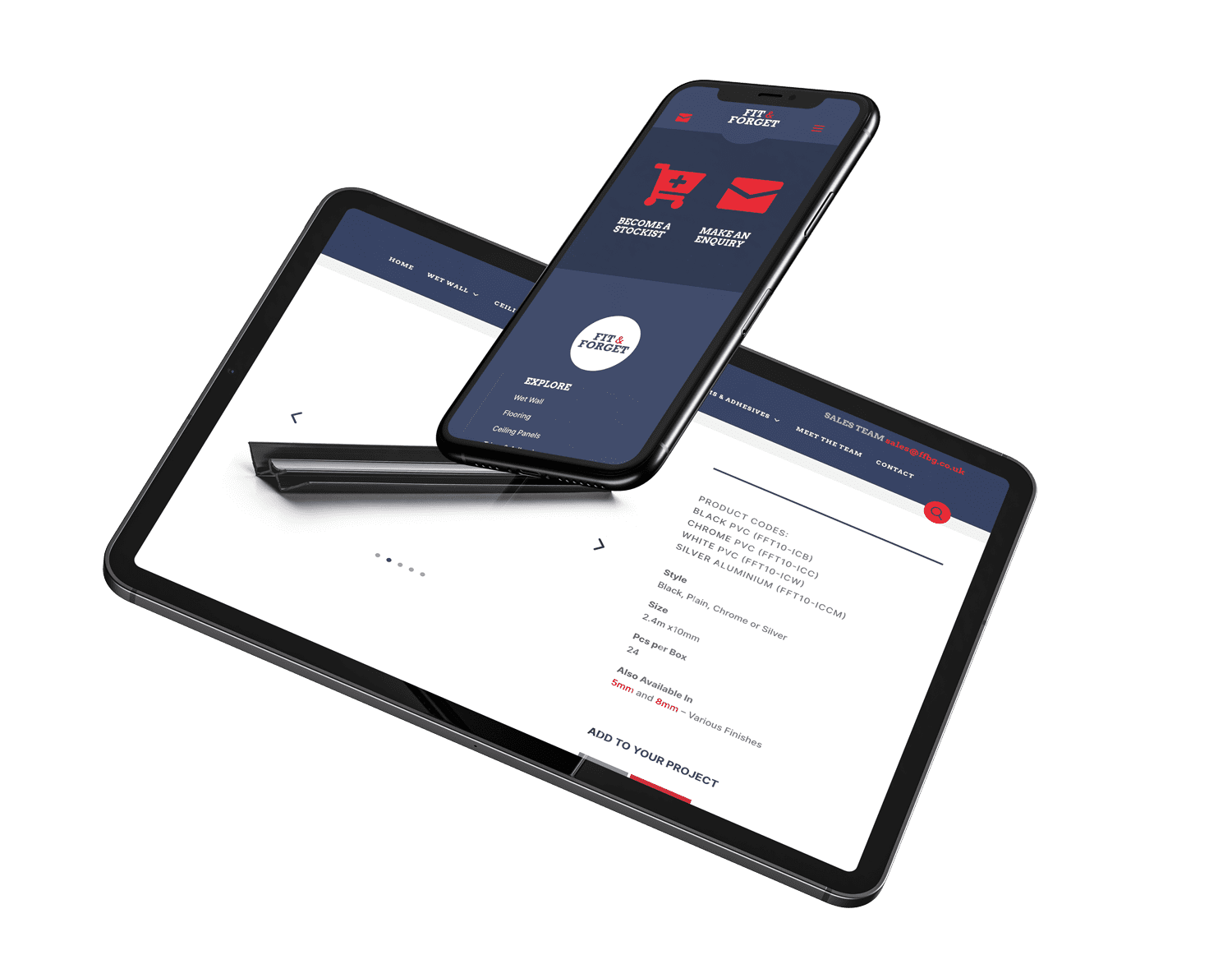 Mockup floating devices with website mockup